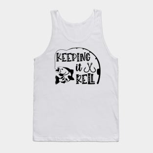 Less Talk More Fishing - Gift For Fishing Lovers, Fisherman - Black And White Simple Font Tank Top